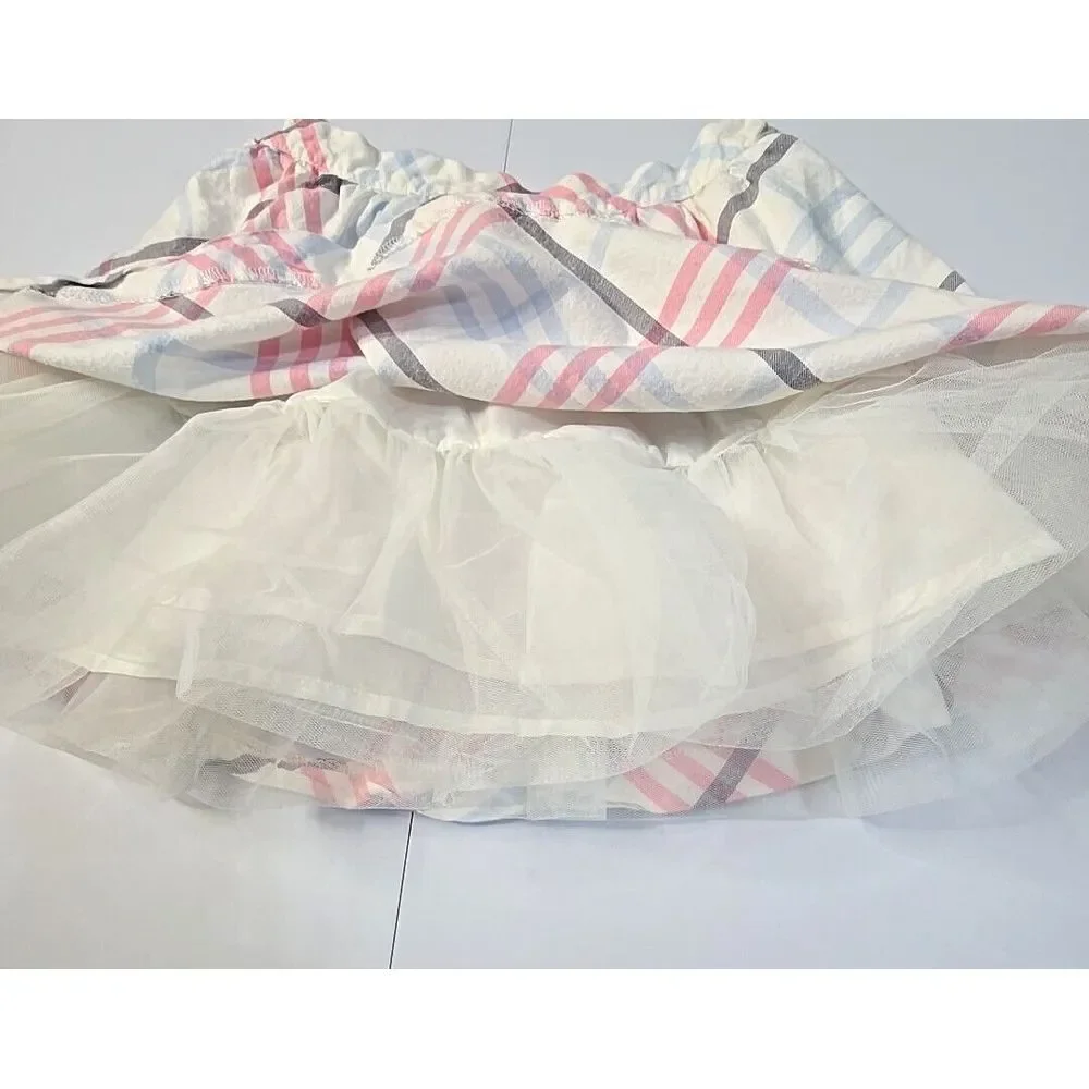 Gymboree 2pc Outfit Set Girls 12 Ivory Pink Plaid Butterfly Sugar Plum FairyCore